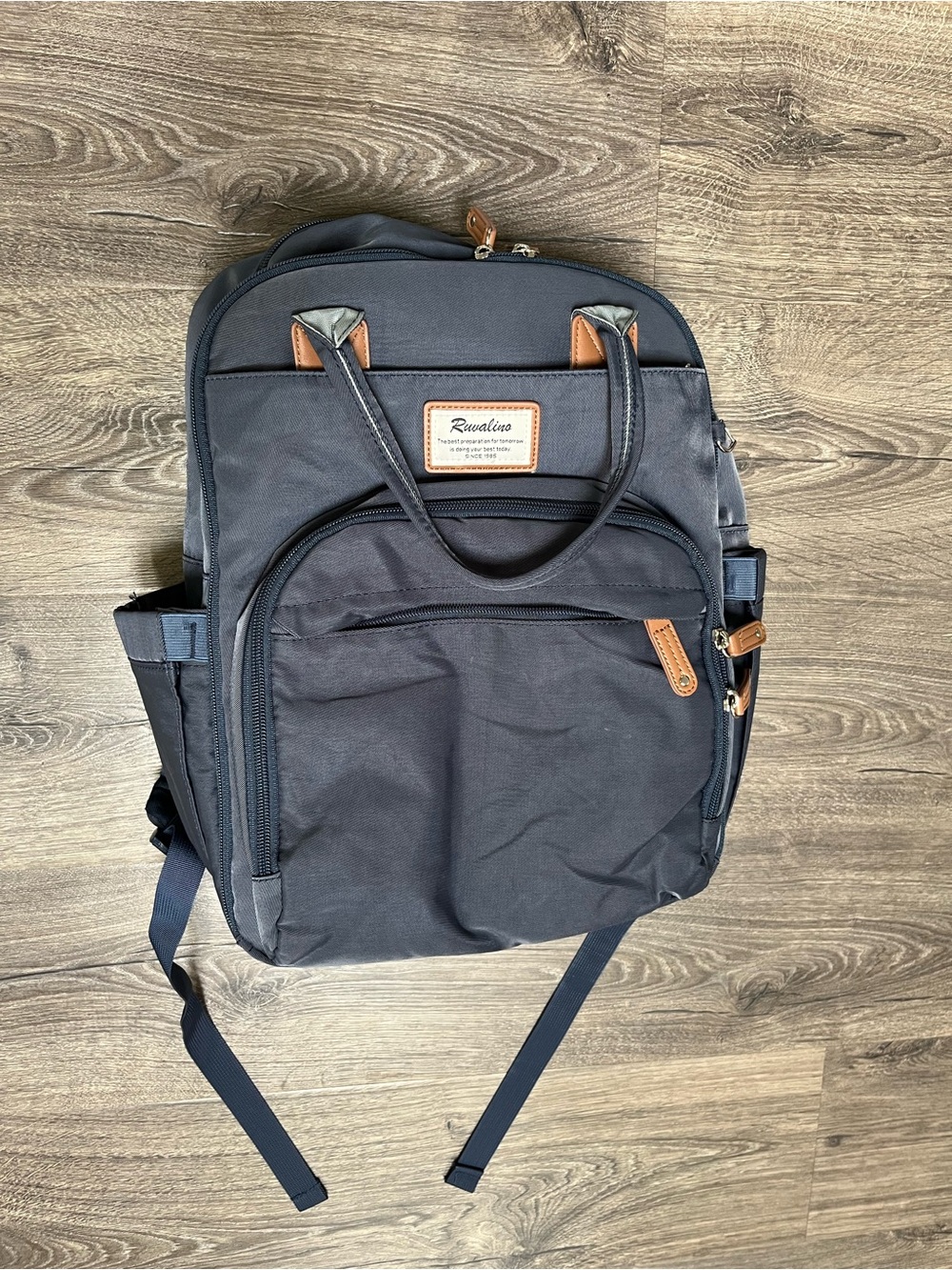 Ravalino Navy Kids Backpack with Leather Accents